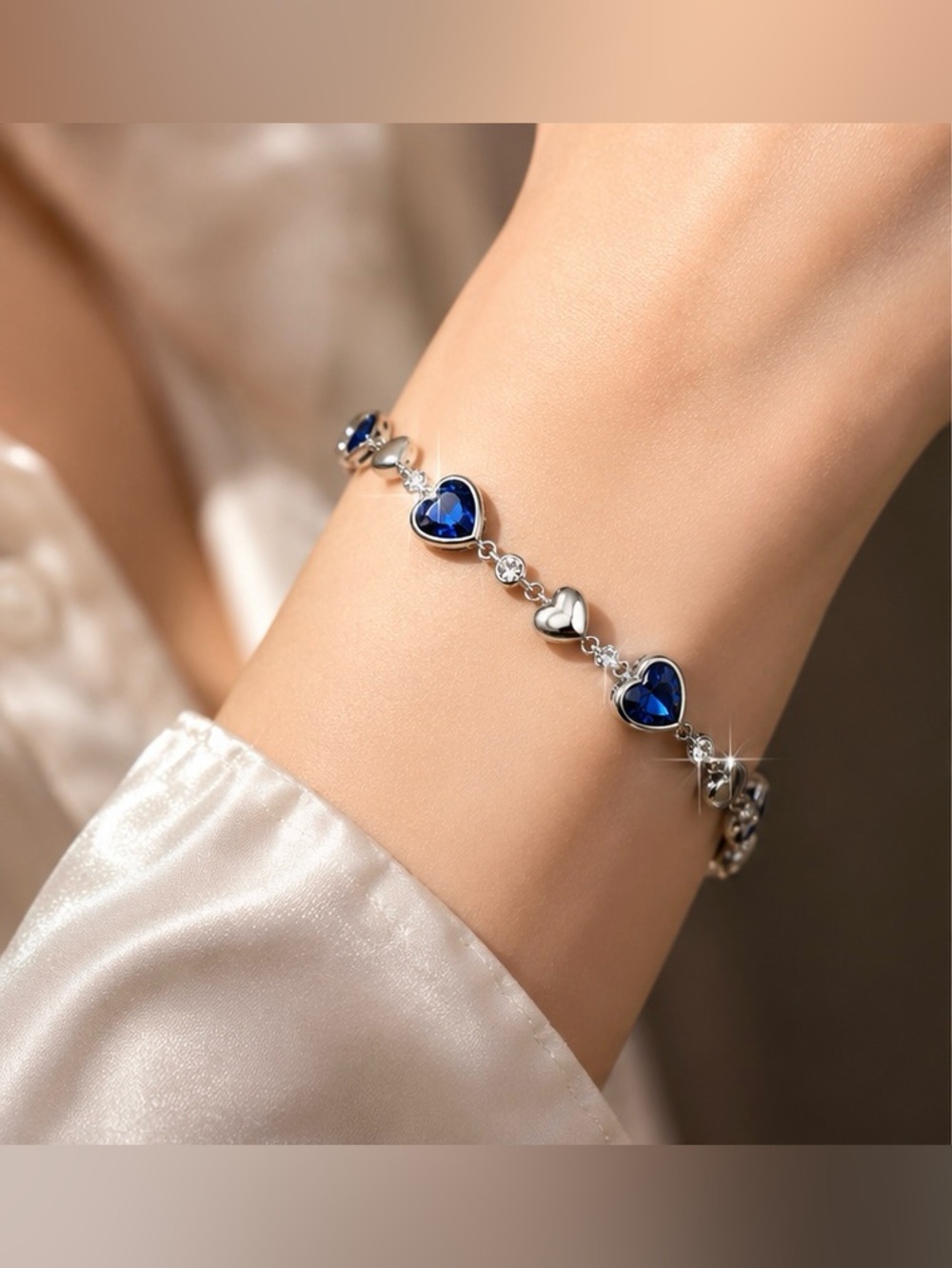 Heart Bracelet Blue and Silver